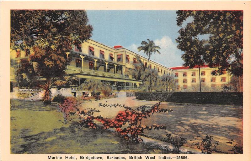 E58/ Foreign Postcard Carribean Bridgetown Barbados Marine Hotel BWI 1