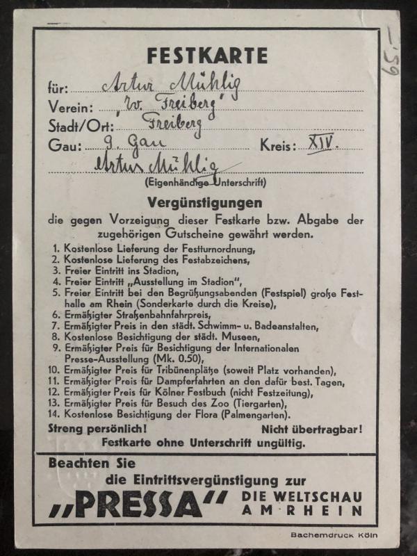 Mint Koln Germany Postcard cover German turnfest 1928