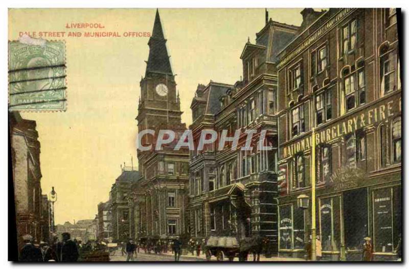 Postcard Old Liverpool Dale Street And Municipal Offices