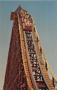 F66/ Cedar Point Ohio Postcard Chrome Blue Streak Roller Coaster