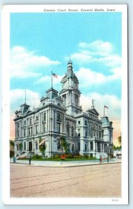 COUNCIL BLUFFS, Iowa IA ~ Pottawattamie COUNTY COURT HOUSE c1940s Linen Postcard