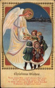Christmas Angel Gives Toys to Children c1910 Vintage Postcard