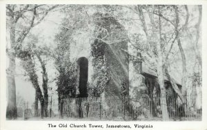 RPPC Postcard; Old Church Tower, Jamestown VA James City County Unposted