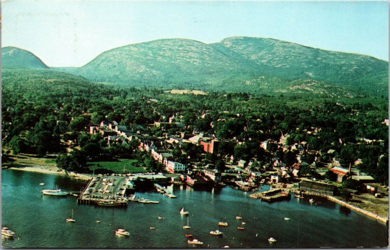 Postcard ME Maine View - Bar Harbor NEW ENGLAND CHROME VINTAGE  AERIAL 