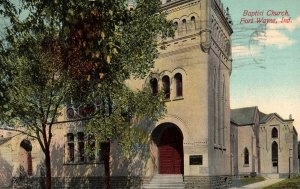 VINTAGE POSTCARD BAPTIST CHURCH FORT WAYNE INDIANA MAILED 1913