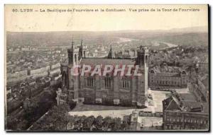Old Postcard Lyon Basilica of Fourviere and the confluence View from the Towe...