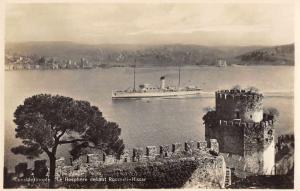 Constantinople Turkey Steamer in Harbor Real Photo Antique Postcard J78903