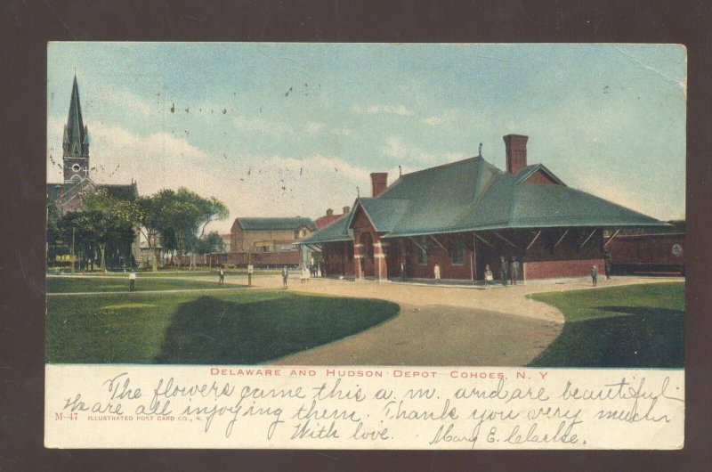 COHOES NEW YORK DELAWARE & HUDSON RAILROAD DEPOT STATION VINTAGE POSTCARD