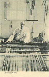 C-1910 Cloth Weaver Textile Fabric Occupation Postcard Interior 22-3271