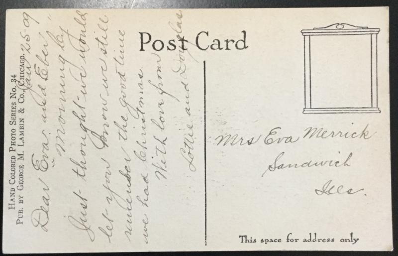 Postcard Never mailed but addressed “Lake/Trees” Hand Coloredd LB