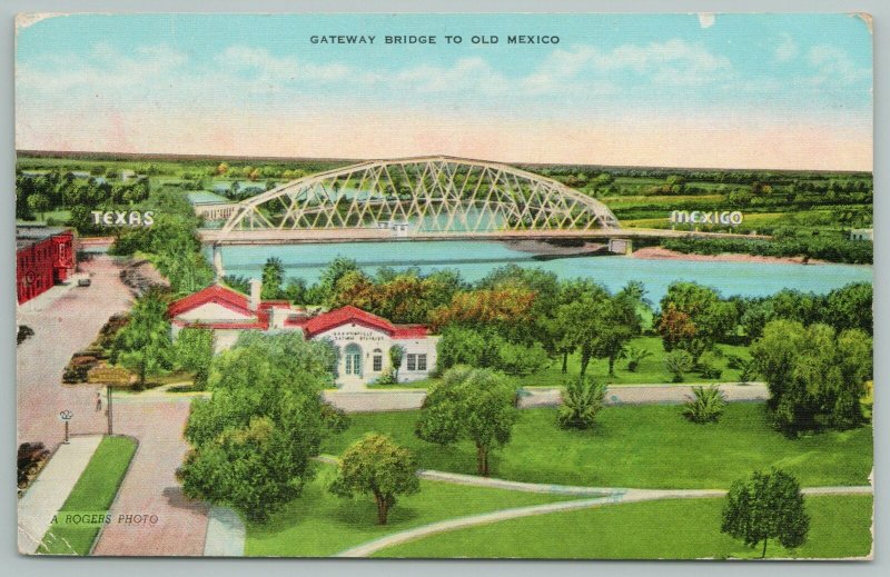 Utah~Gateway To Old Mexico~Bridge Aerial View~1940s Linen Postcard