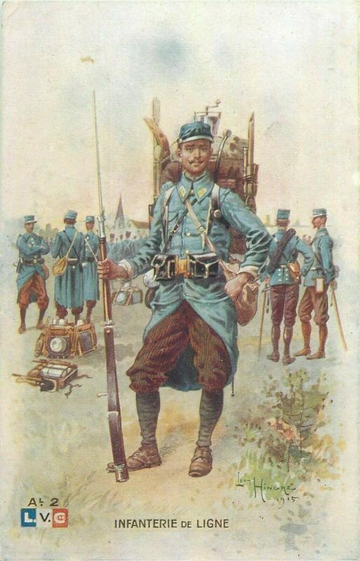 War 1914-18 L.V.C. French Army Infantry Line Illustrator Léon Hingre postcard