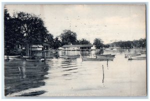 1906 Buckeye Lake Canoe Boat River Exterior Newark Ohio Vintage Antique Postcard