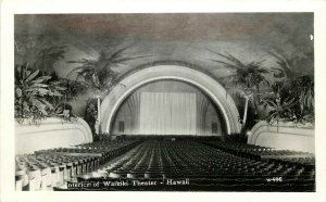 c1940s RPPC Postcard W-496 Interior of Waikiki Theatre, Hawaii HI unposted