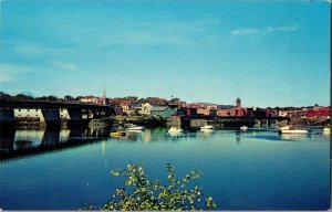 Bangor-Brewer Toll Bridge Over Penobscot River Bangor ME Vintage Postcard G25