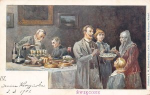 L163 Poland 1901 party food drinks signed postcard