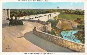 SAN ANTONIO, TX Texas  OLMAS DAM~Winter Playground Of America  c1920's Postcard