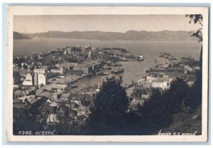 1927 Harbor View Steamships Bergen Norway RPPC Photo Posted Postcard