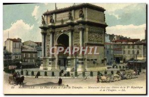 Old Postcard Marseille Place d & # & # 39Aix and Triumph 39Arc