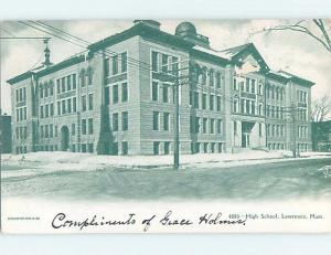 Pre-1907 HIGH SCHOOL Lawrence Massachusetts MA A1875