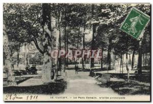 Old Postcard Clichy The L Denain Park Main allee
