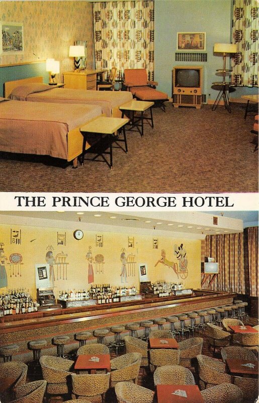 Toronto Canada 1960s Postcard Prince George Hotel Multiview Room Cocktail Bar