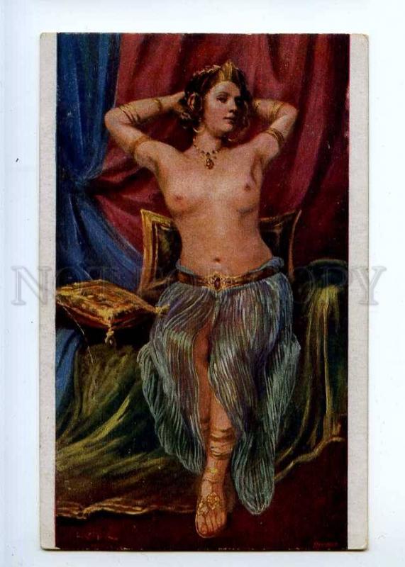 226553 Bajadere BELLY DANCER Nude HAREM by KOEHLER vintage PC