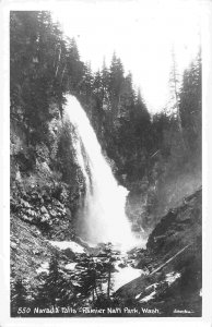 Narada Falls Rainier National Park Washington 1950s RPPC Real Photo postcard