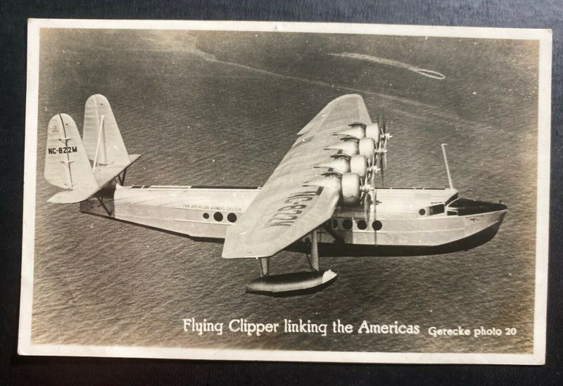 Mint USA Real Picture Postcard Early Aviation Flying Clipper Linking America 