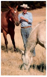 Ronald Reagan , petting horse