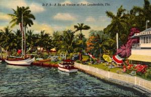 Florida Fort Lauderdale Canal Scene Curteich