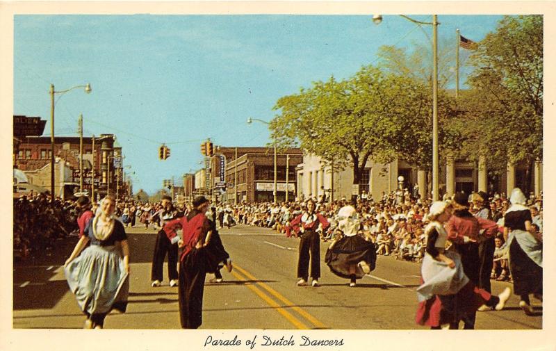 Holland Michigan~Tulip Time Festival-Parade of Dutch Dancers in Street~1954 Pc