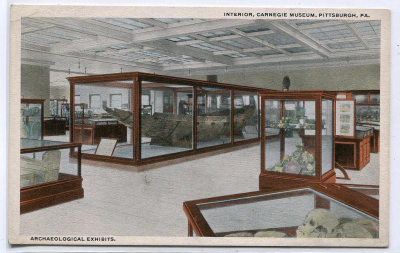 Carnegie Museum Archaeological Exhibits Interior Pittsburgh PA 1910s postcard