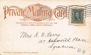 Crossed Flags and Martha Washington, 1898 Private Mailing Card, Used in 1904
