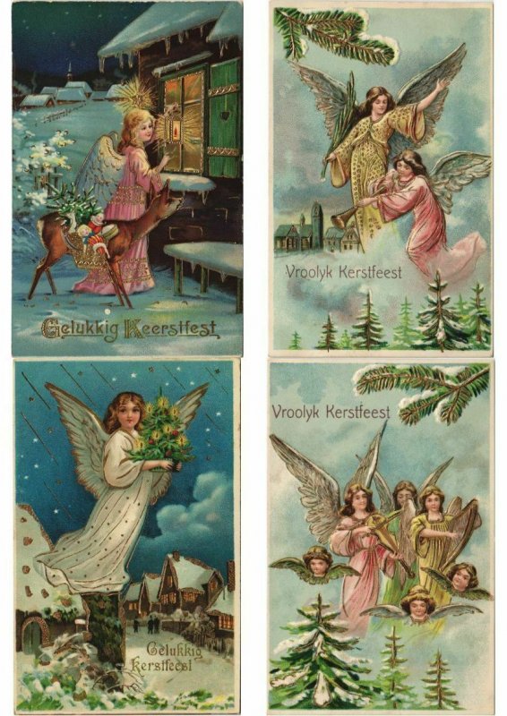 EMBOSSED GREETINGS with BETTER 54 Vintage Postcards (L4539)