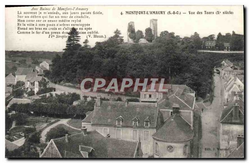 Old Postcard Montfort L'Amaury S & O Towers View