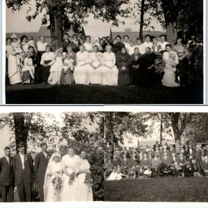 x3 LOT c1910s Outdoor Park Event RPPC Women Men Group Fancy Dress Photo Wed A155