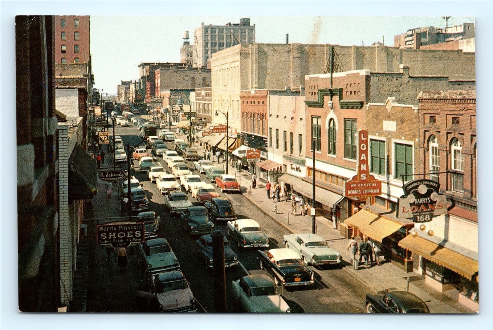 Postcard TN Memphis 1950's View Beale Street Social Capitol for Negroes