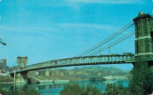 USA Suspension Bridge Cincinnati Ohio Vintage Postcard 07.91