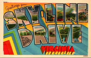 Greetings From Skyline Drive Virginia Large Letter Linen