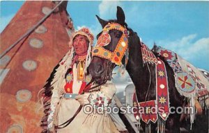 Indian Chieftain & Horse in Full Dress Photo by Alpha Photo Associates Unused 