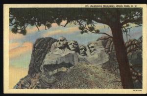 Linen Postcard..Mt Rushmore Memorial..South Dakota/SD