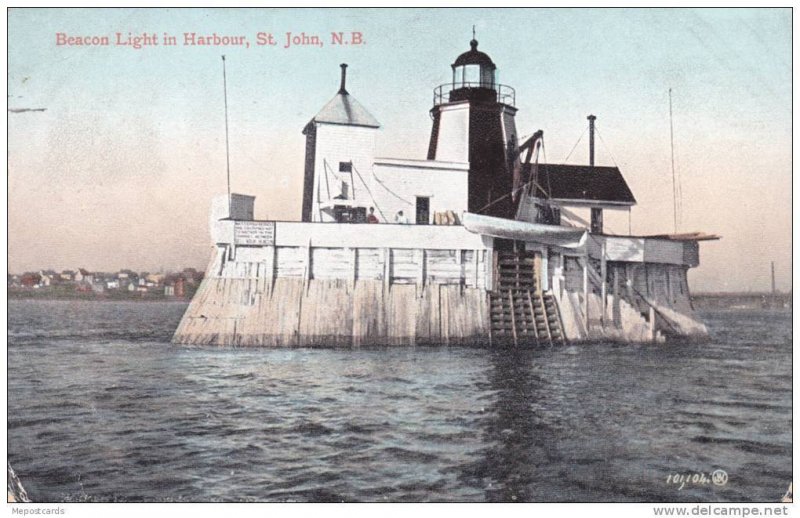 Beacon Ligththouse In Harbour, St. John, New Brunswick, Canada, PU-1911