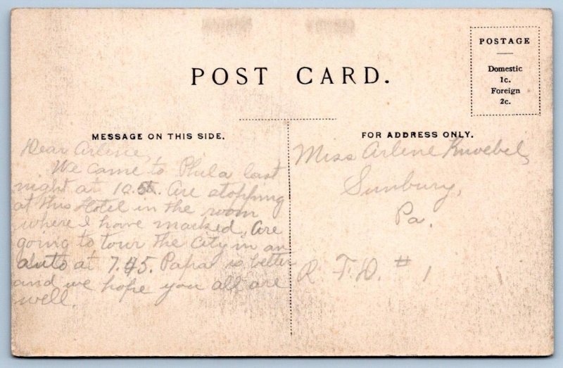 1910's HOTEL WINDSOR PHILADELPHIA 3 VIEWS DINING ROOM OLD CARS ANTIQUE POSTCARD