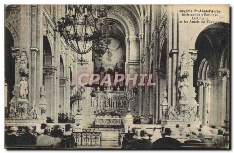 Postcard Old St Anne d & # 39Auray Interior of the Basilica Choir and Organ t...