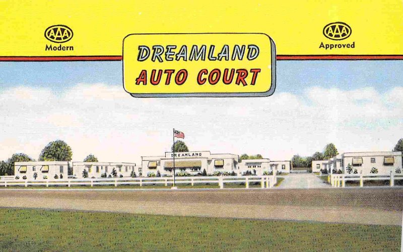 Dreamland Auto Court Motel US 41 Appleton Wisconsin linen postcard