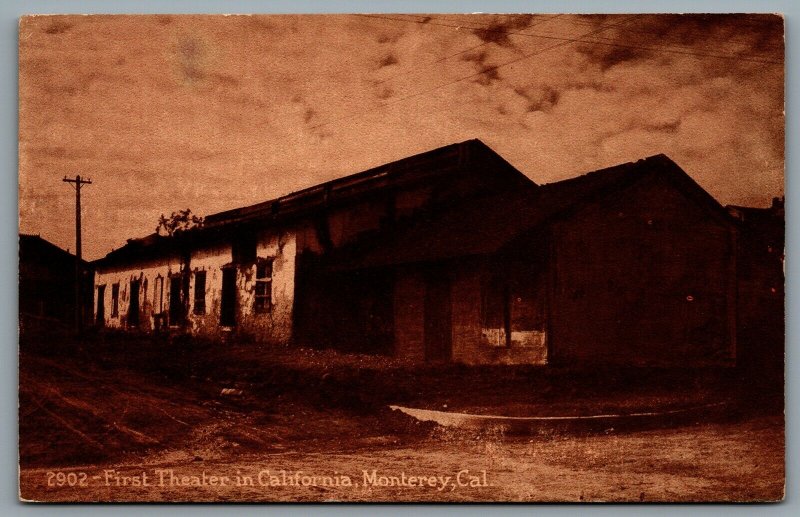 Postcard Monterey CA c1910s First Theatre in California Sepia