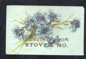 GREETINGS FROM STOVER MISSOURI 1907 EDWARDS MO. JAMES VINTAGE POSTCARD
