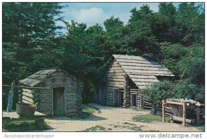 Illinois Lincolns New Salem Barn Ash Hoopper And Iron Kettle In Rear Of Trent...