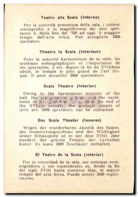 Italy italia Modern Postcard Milano Scala